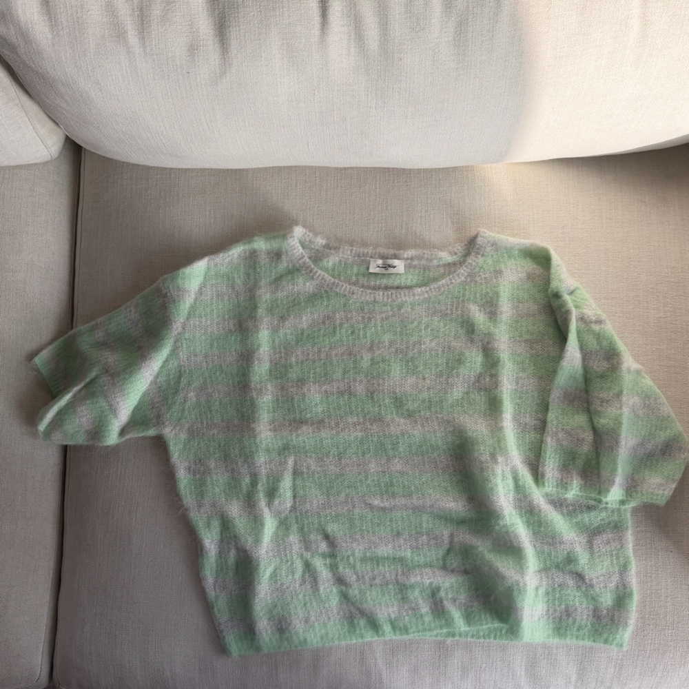 American Vintage Green and Gray Striped Sweater